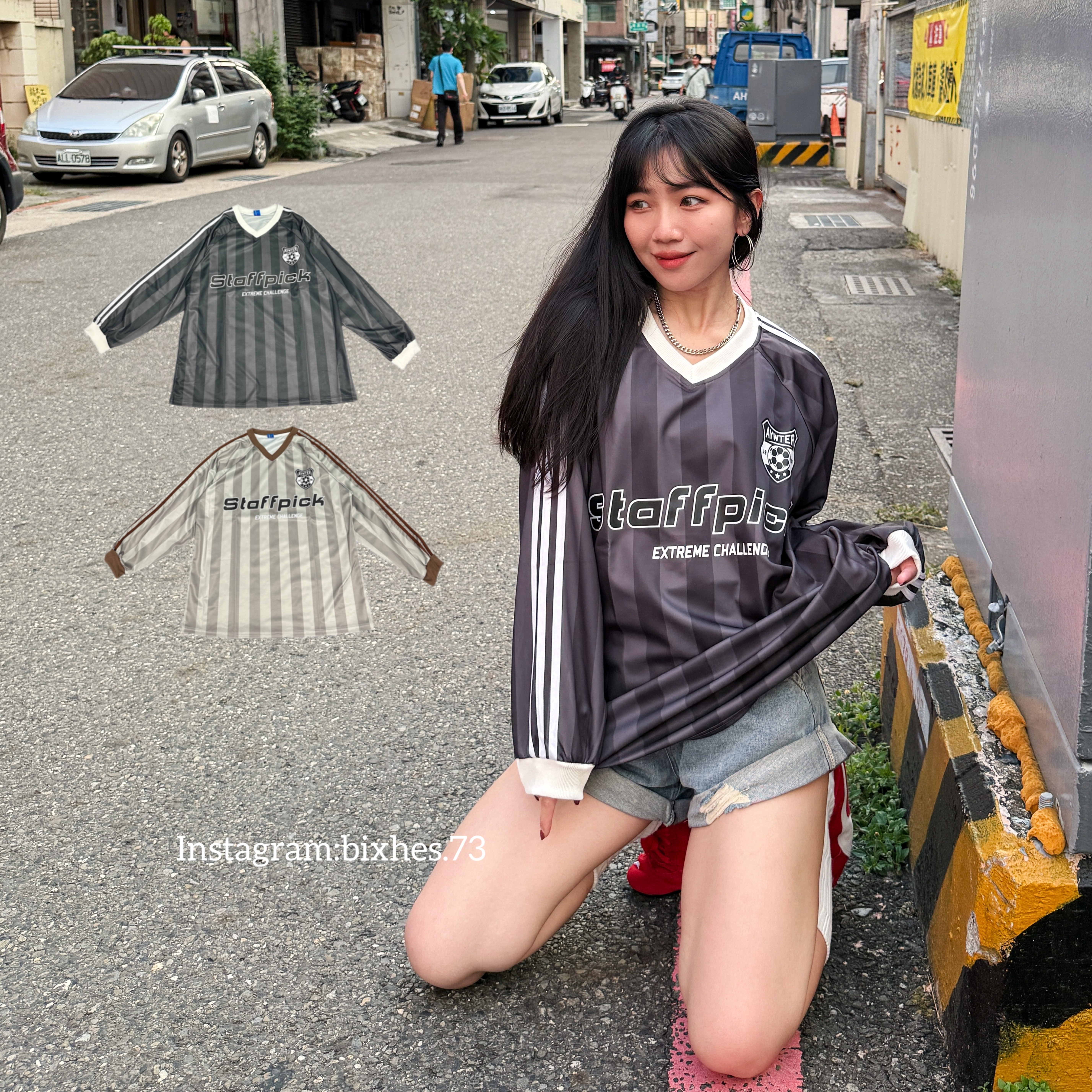 美式復古三杠賽車長T(B00023)