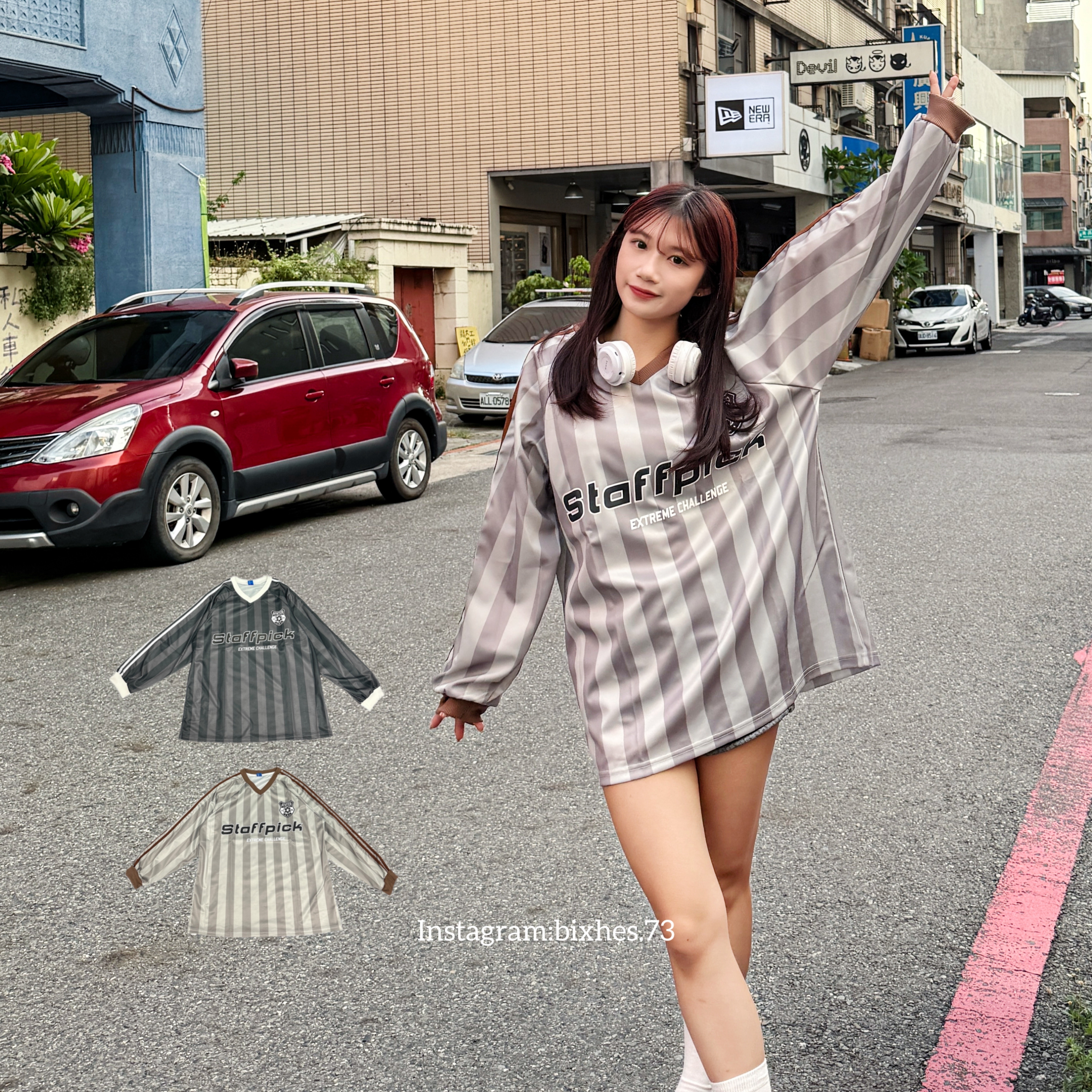 美式復古三杠賽車長T(B00023)