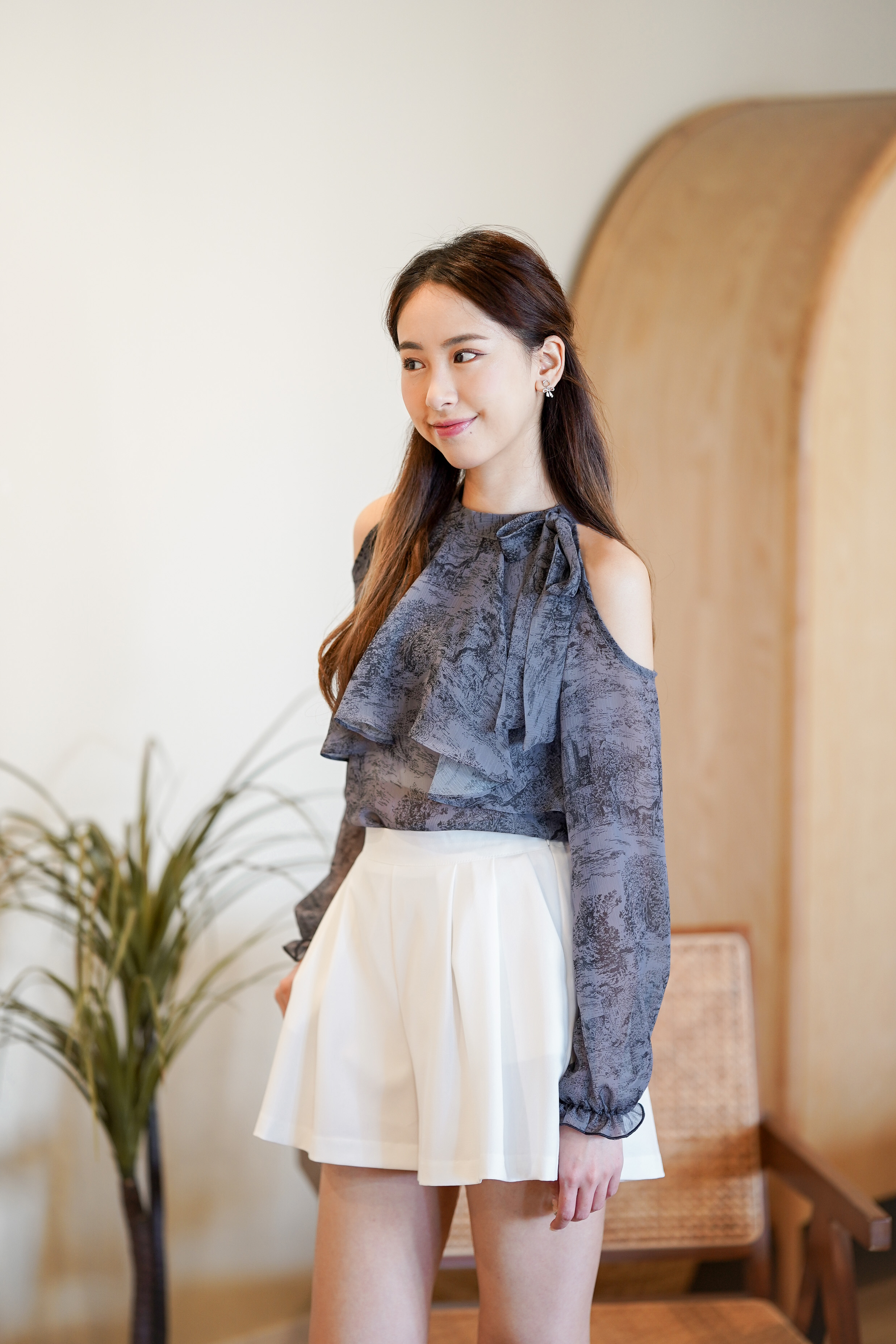 T1375 Midnight Dreamy Chiffon Blouse