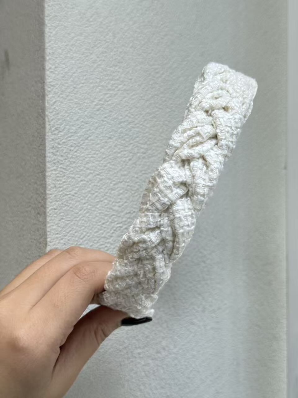 韓國飾物連線 白色tweed料厚身頭箍