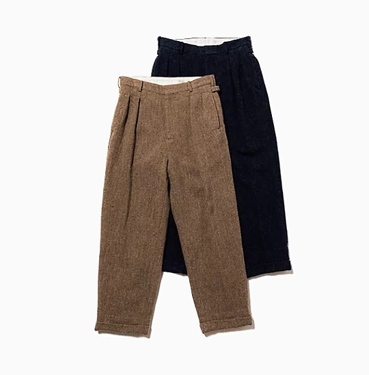 A.PRESSE TWEED TWO-TUCK TROUSERS (WOOL/SILK/LINEN) - PRE ORDER ITEM (預訂中)