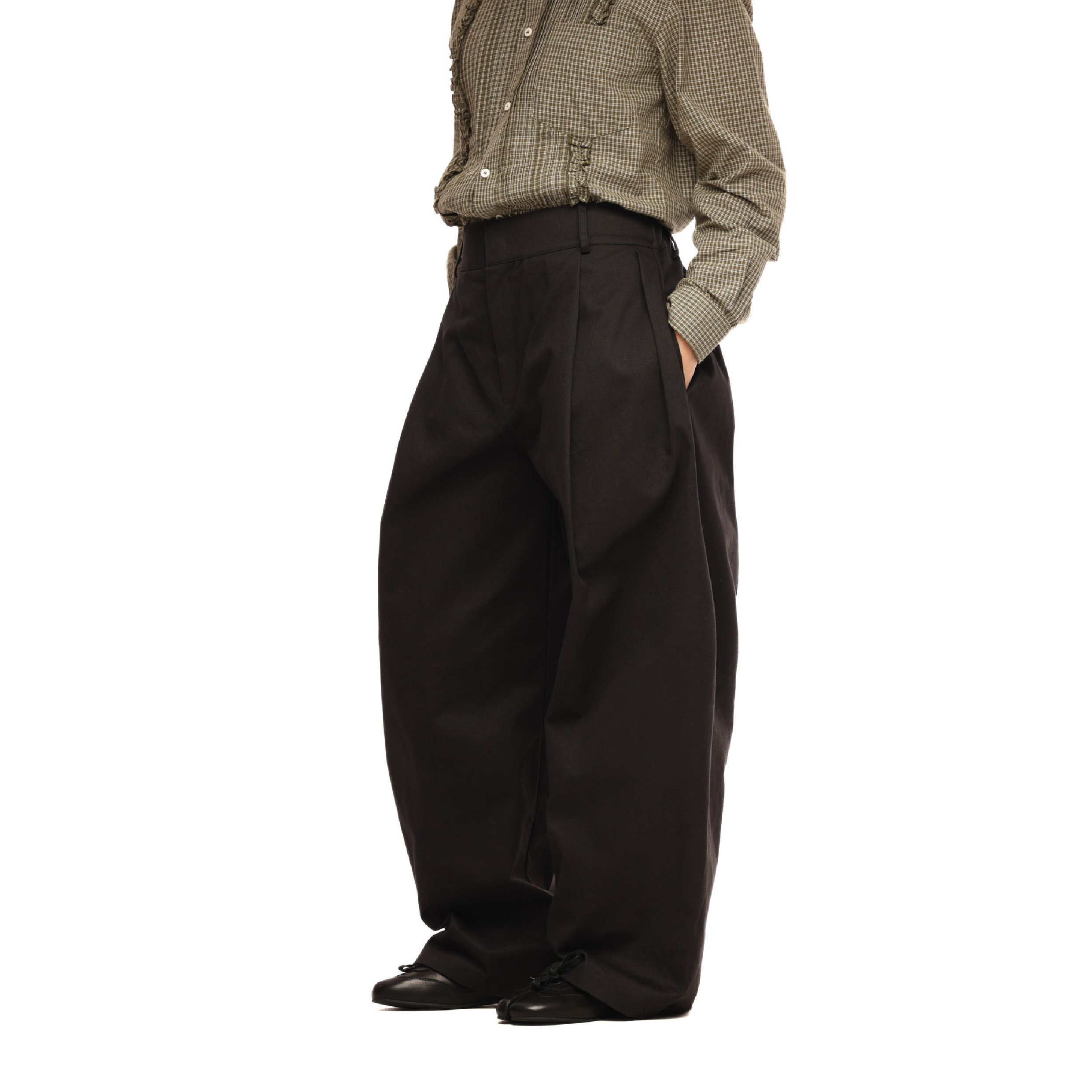 6cRAyon Retro Wide-Leg Pants 復古打褶 闊腿寬褲