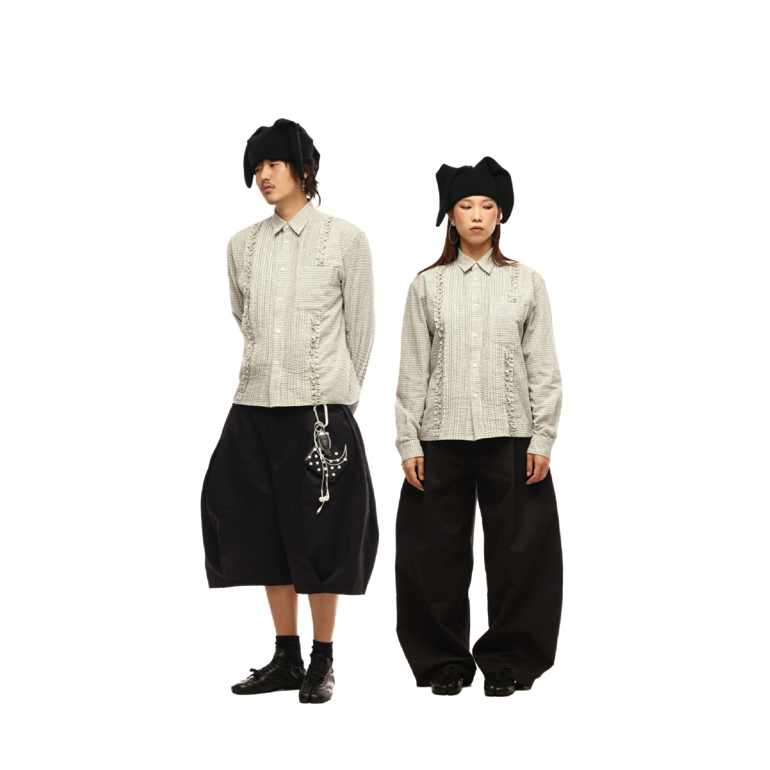 6cRAyon Retro Plaid Cotton Peplum Blouse 荷葉邊 格紋襯衫