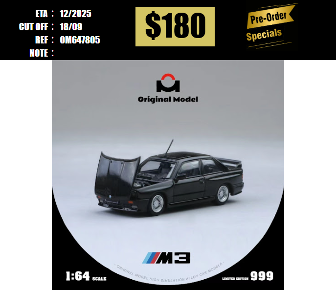 PO-$180 * TIME MICRO * 1:64 BMW M3 E30 SEDAN BLACK [OD13/09]