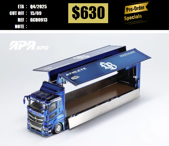 PO-$630 * GCD * 1:64 LB-TRUCKS FUSO SUPER GREAT CHROME BLUE [OD13/09]