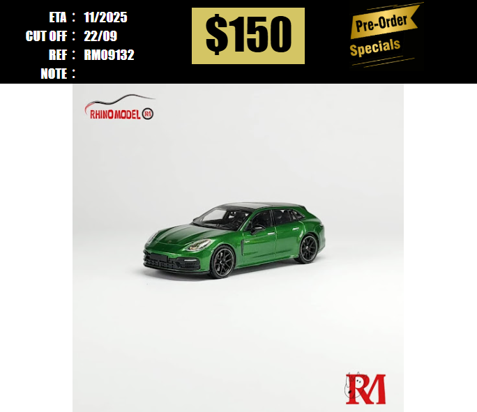 PO-$150 * RHINO MODEL * 1:64 PORSCHE PANAMERA 971 SPORT TURISMO GREEN [OD13/09]