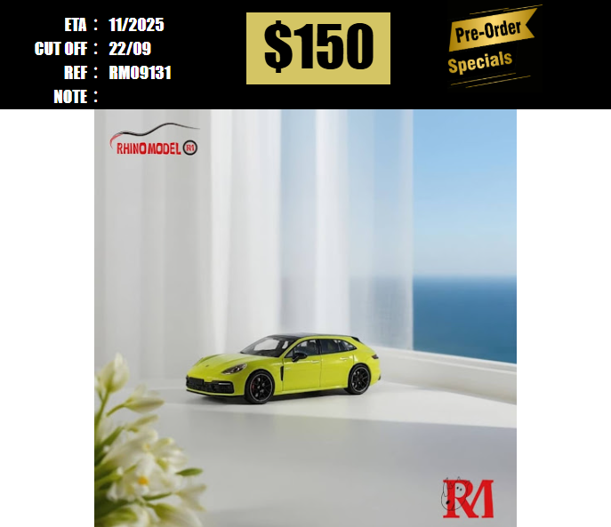 PO-$150 * RHINO MODEL * 1:64 PORSCHE PANAMERA 971 SPORT TURISMO YELLOW [OD13/09]