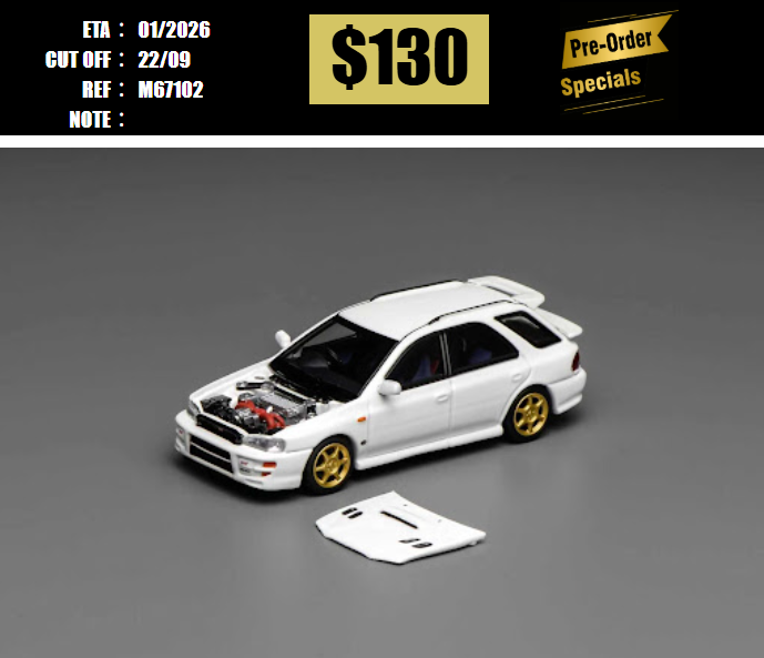 PO-$130 * MOTORHELIX * 1:64 SUBARU IMPREZA WAGON WRX STI VERSION VI WHITE [OD13/09]