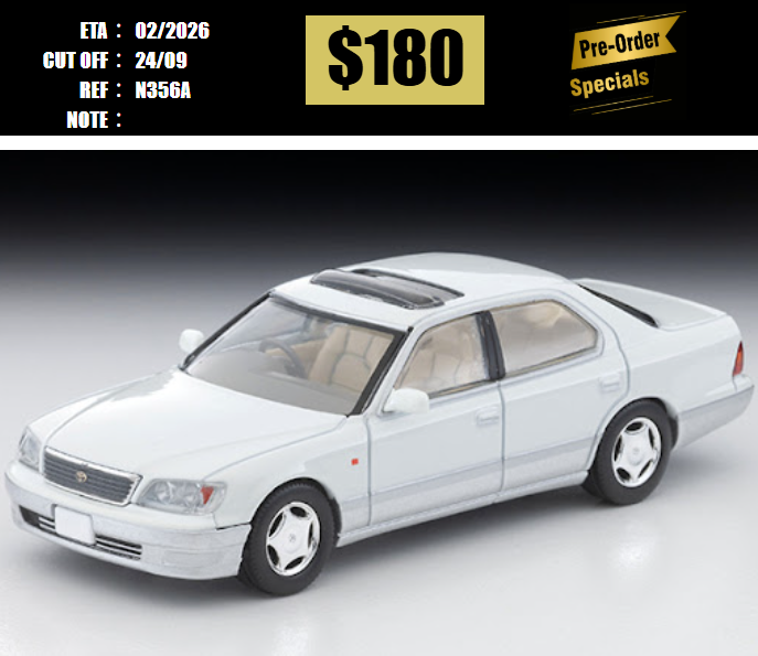 PO-$180 * TOMYTEC * 1:64 LV-N356A TOYOTA CELSIOR C-SPEC F PACKAGE (PEARL WHITE/SILVER) 1997 - JP EDITION [OD13/09]