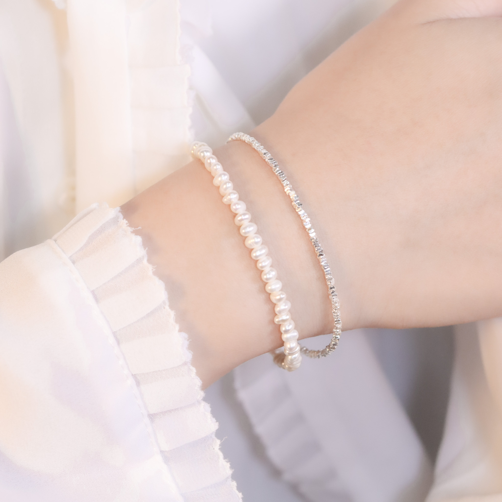 | 925純銀・ 珍珠 | 珍貴時刻雙層手鏈  | BR1400 |