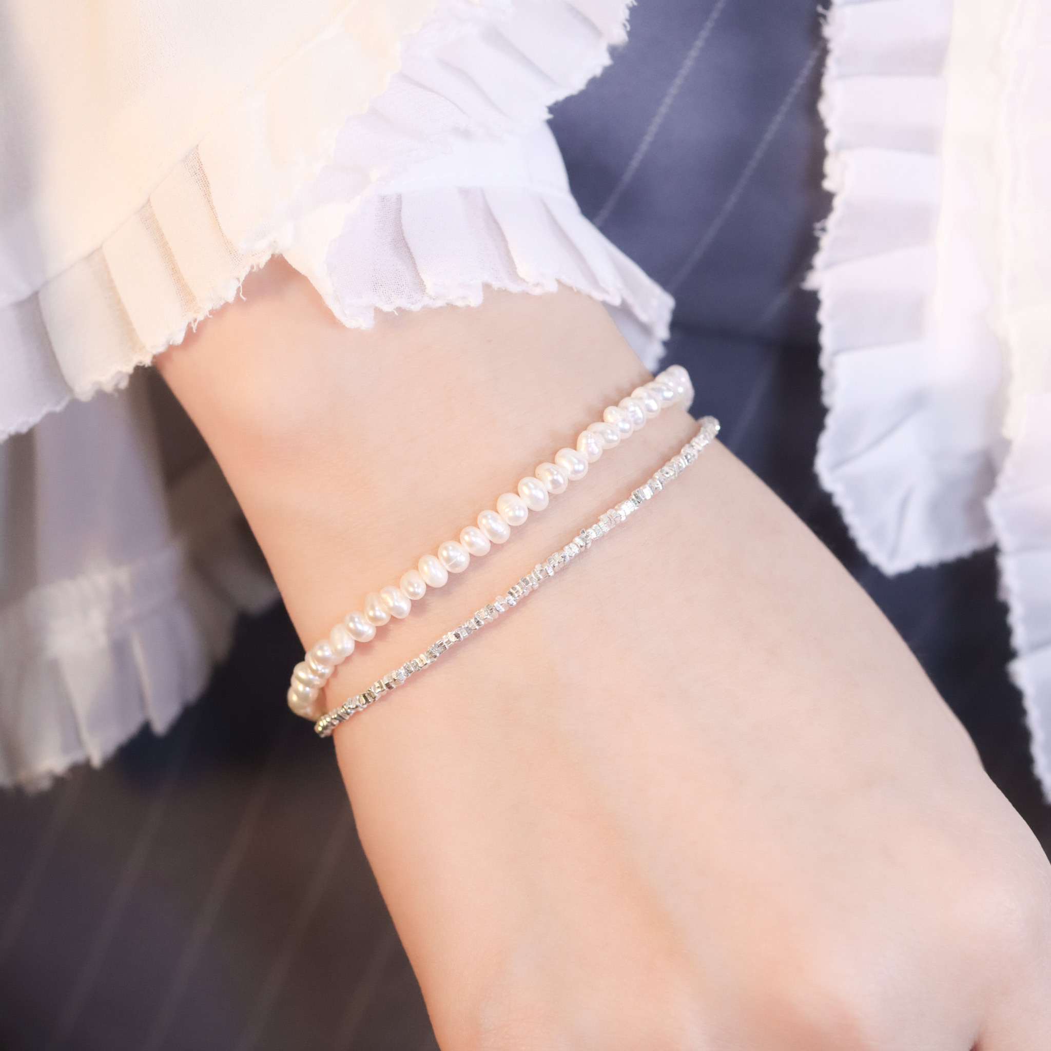 | 925純銀・ 珍珠 | 珍貴時刻雙層手鏈  | BR1400 |