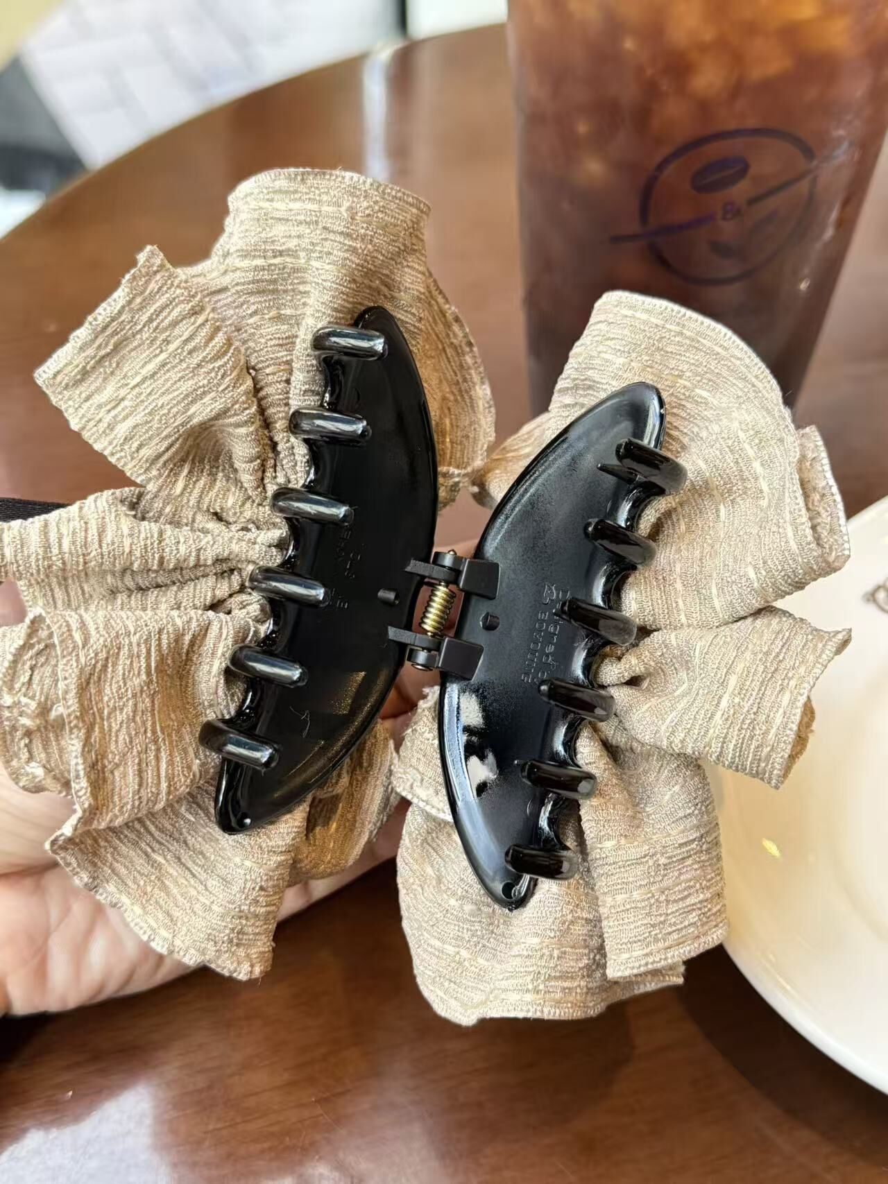 韓國飾物連線 兩色花紋布料抓夾