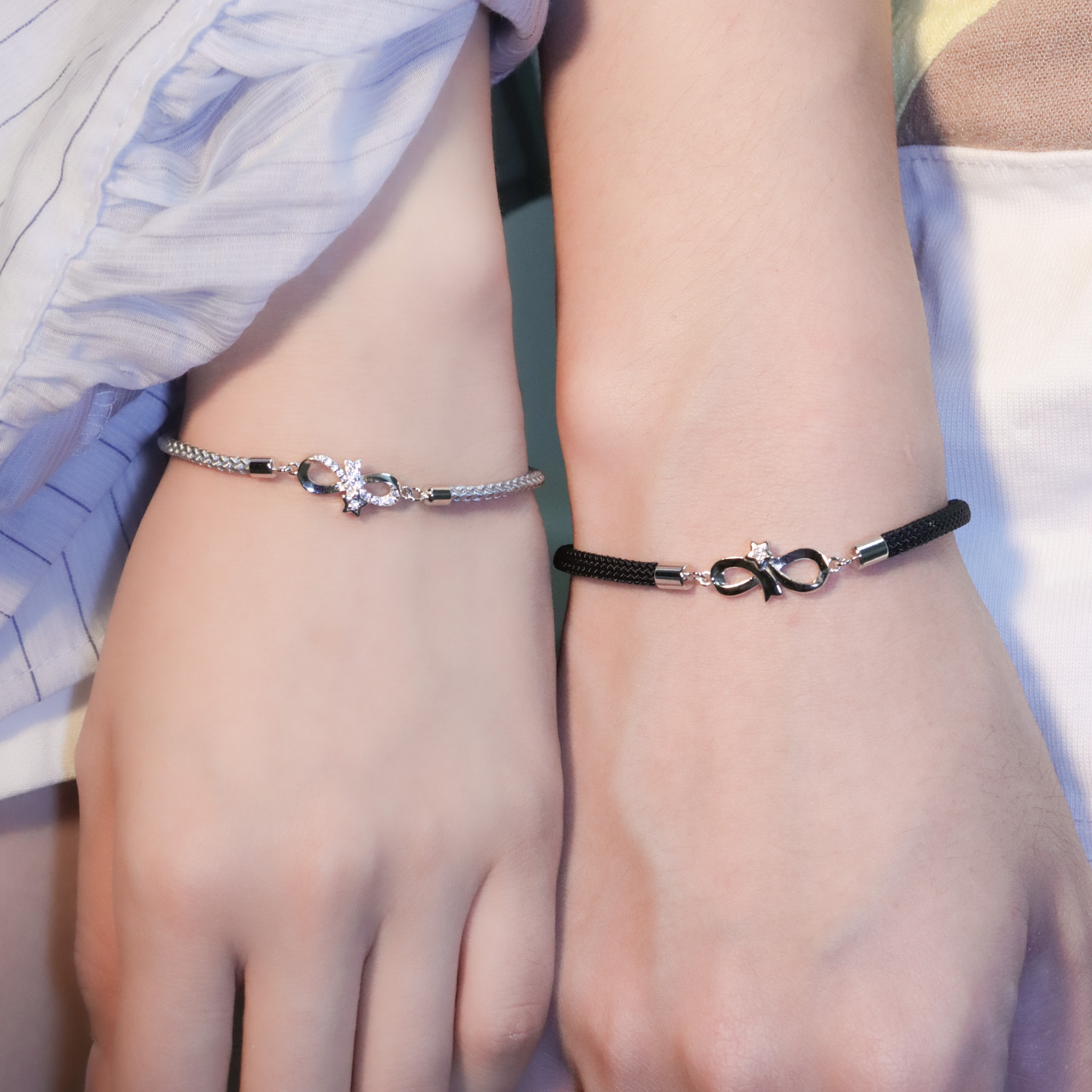 | 925純銀・厚鍍白金 | 無盡星晴時情侶手繩 （男款 /女款） | BR1368 |