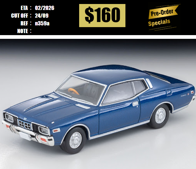 PO-$160 * TOMYTEC * 1:64 LV-N359a 1975 NISSAN GLORIA 2Door HT 2800 SGL (Navy) [OD13/09]