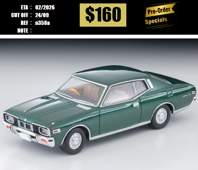 PO-$160 * TOMYTEC * 1:64 LV-N358a 1975 NISSAN CEDRIC 2Door HT 2800 SGL (Green) [OD13/09]