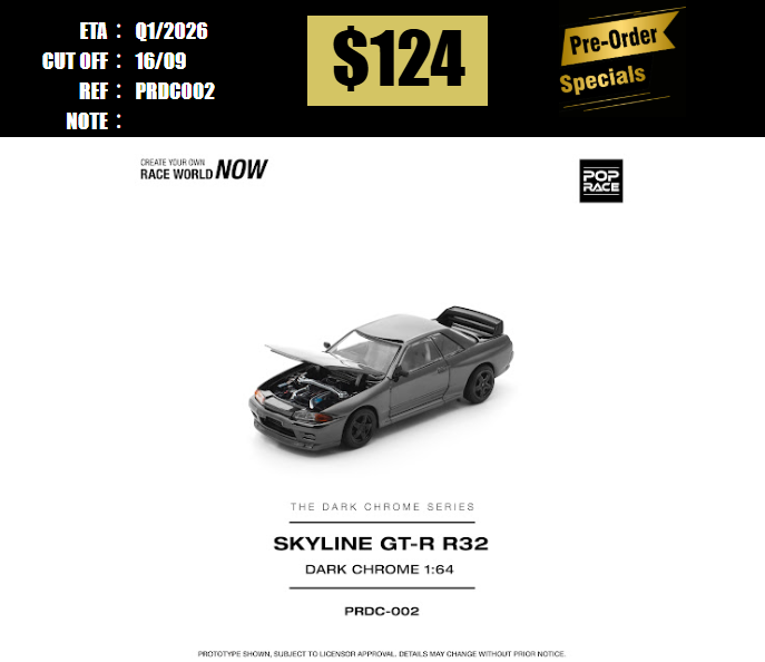 PO-$124 * POP RACE * 1:64 R32 GT-R DARK CHROME [OD13/09]