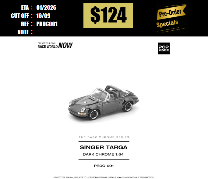 PO-$124 * POP RACE * 1:64 SINGER TARGA DARK CHROME [OD13/09]