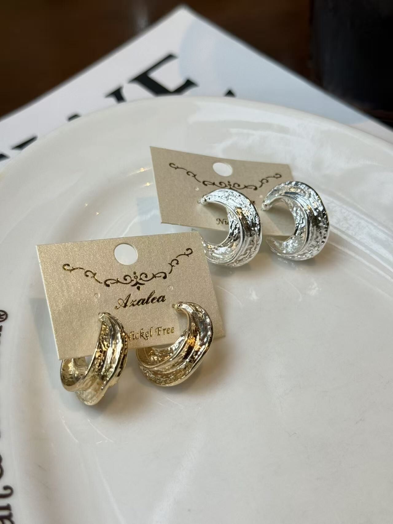 韓國飾物連線 金銀粗耳環