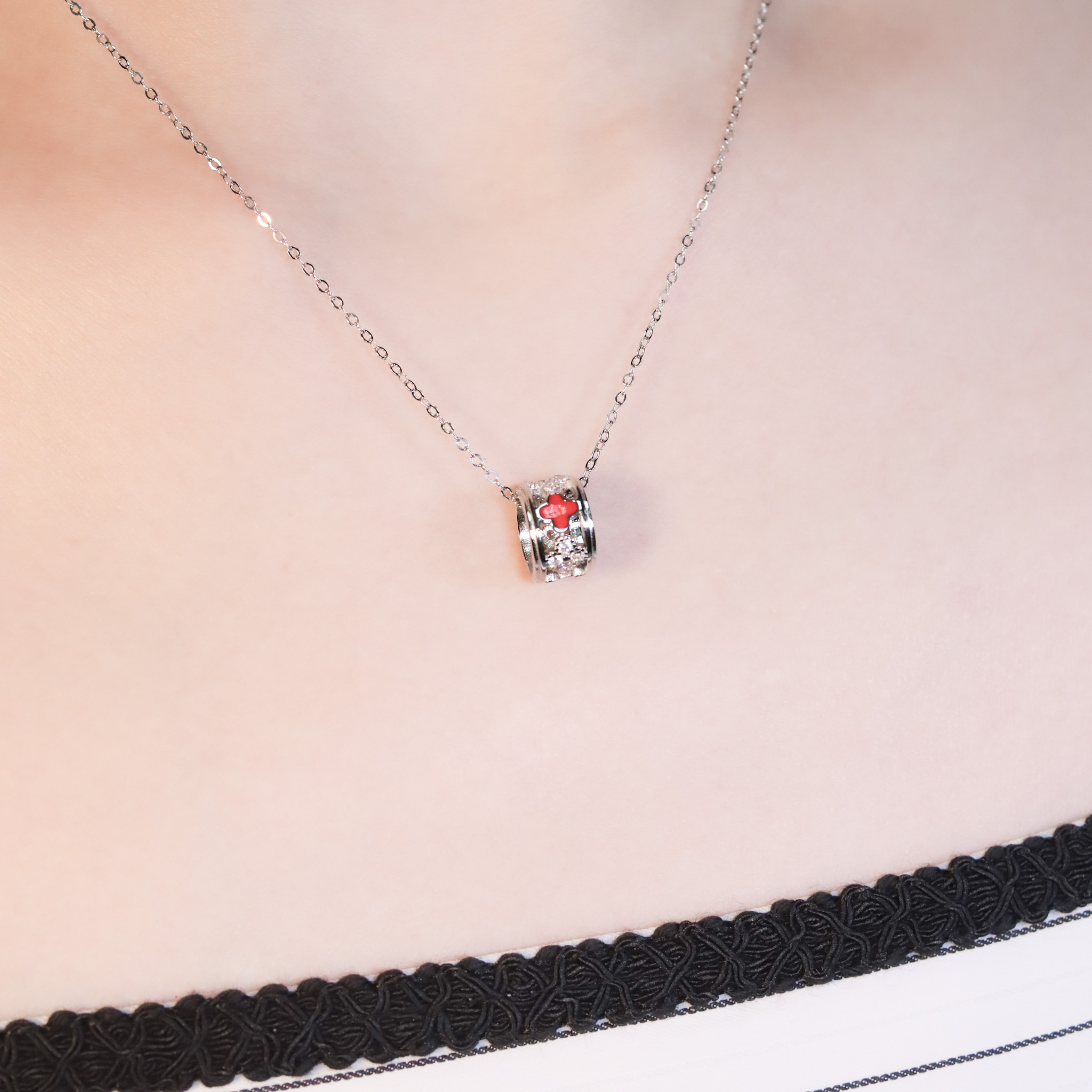 | 925純銀・白金・玫瑰金 | 幸福小鈴鼓項鍊  (銀/玫瑰金) | NE1486 |