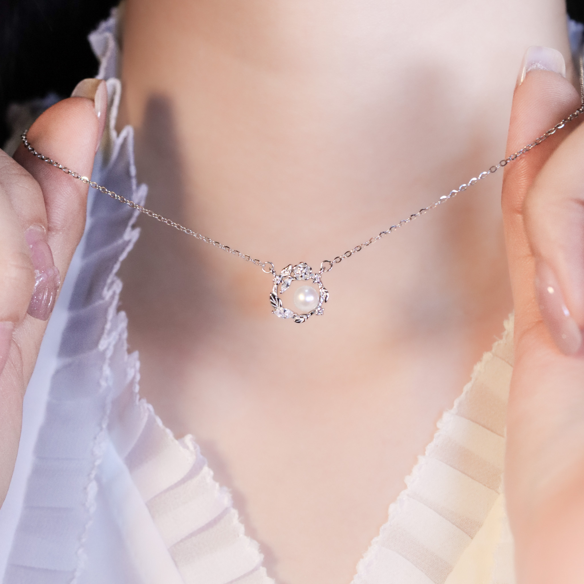 | 925純銀・白金・珍珠 | 珍貴莊園項鍊 | NE1474 |