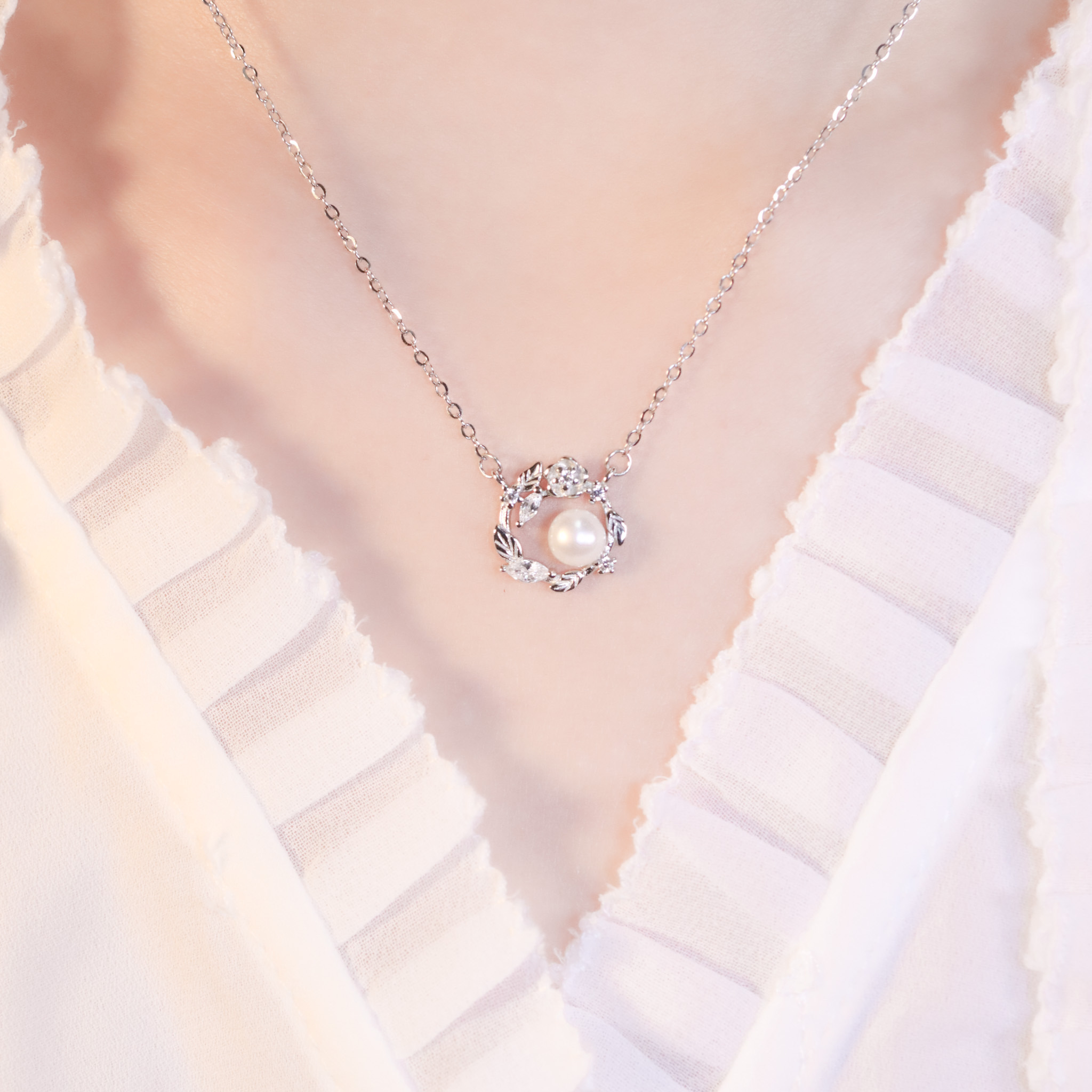 | 925純銀・白金・珍珠 | 珍貴莊園項鍊 | NE1474 |