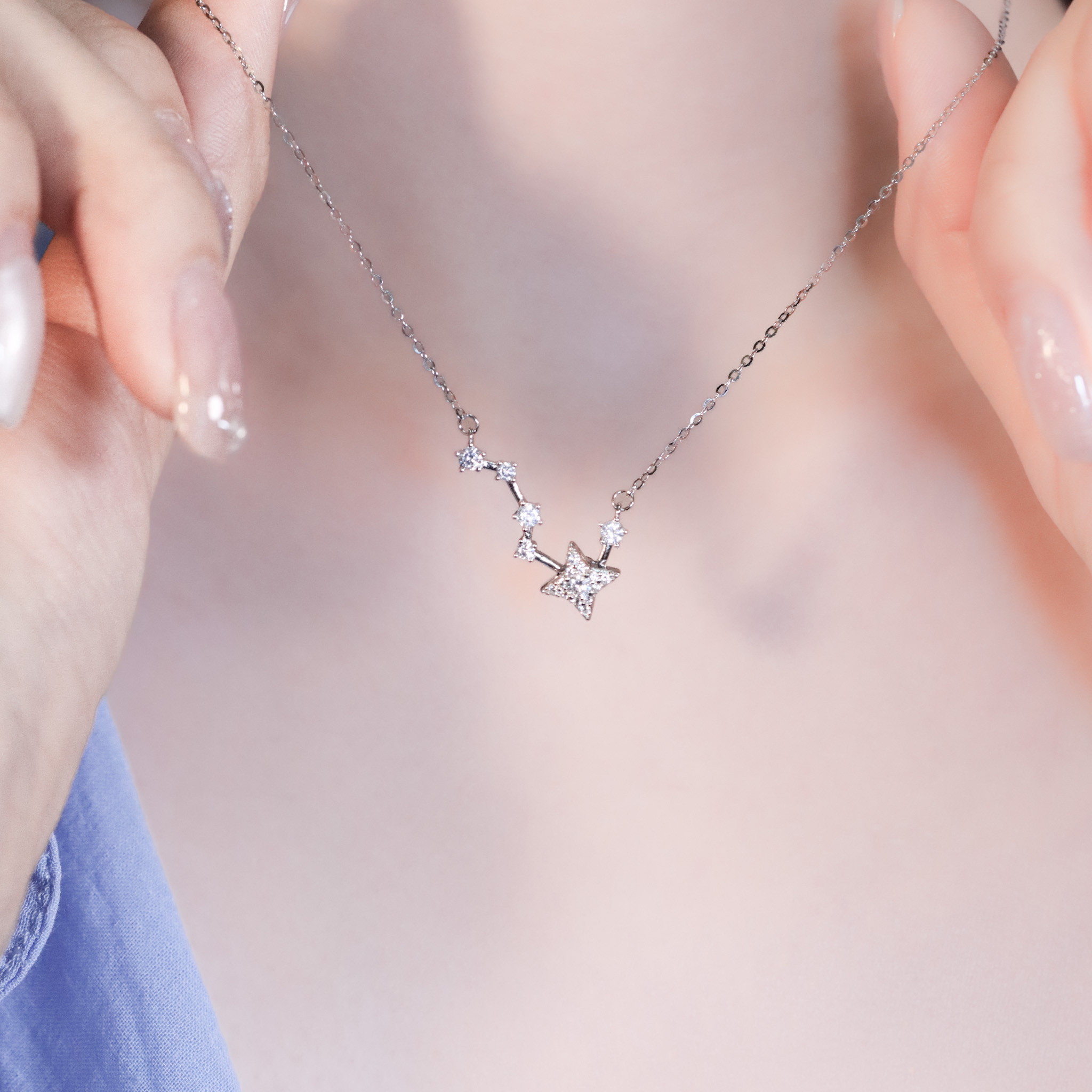 | 925純銀・白金 | 幸福小星軌項鍊 (可旋轉) | NE1469 |