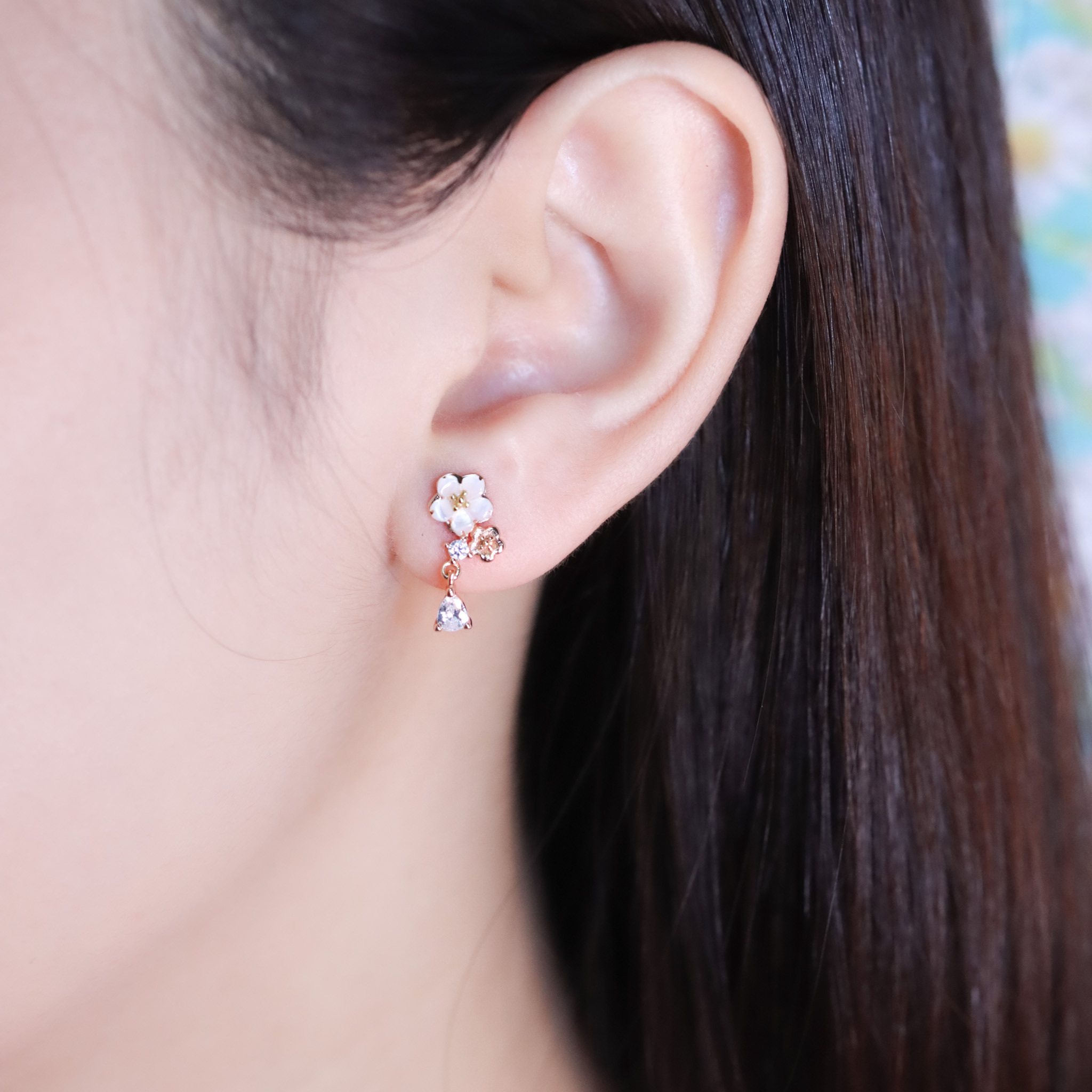 | 925純銀・玫瑰金 | 極致爛漫小白花耳環 | EA1046 |