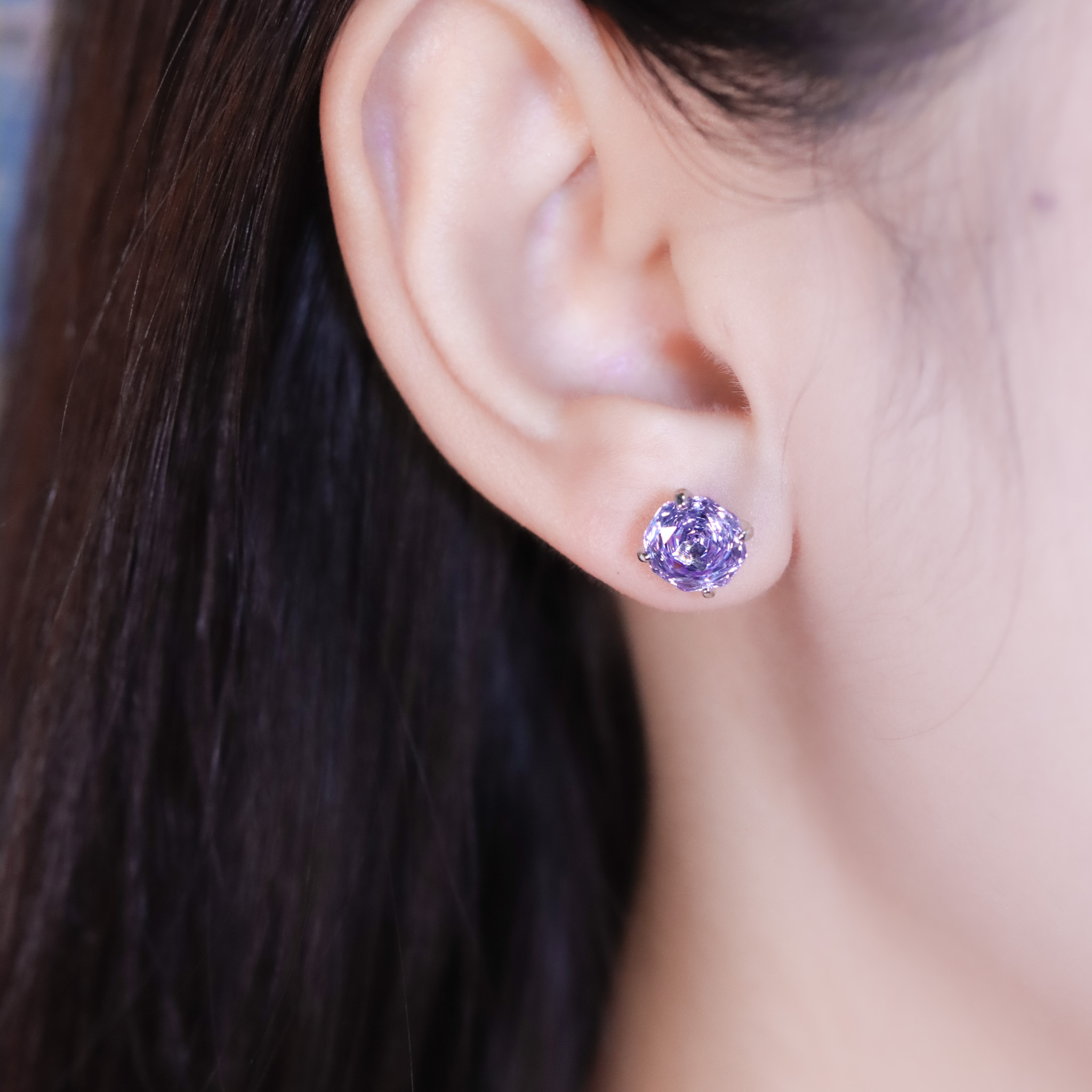 | 925純銀 | 漫紫小玫瑰耳環 | EA1044 |