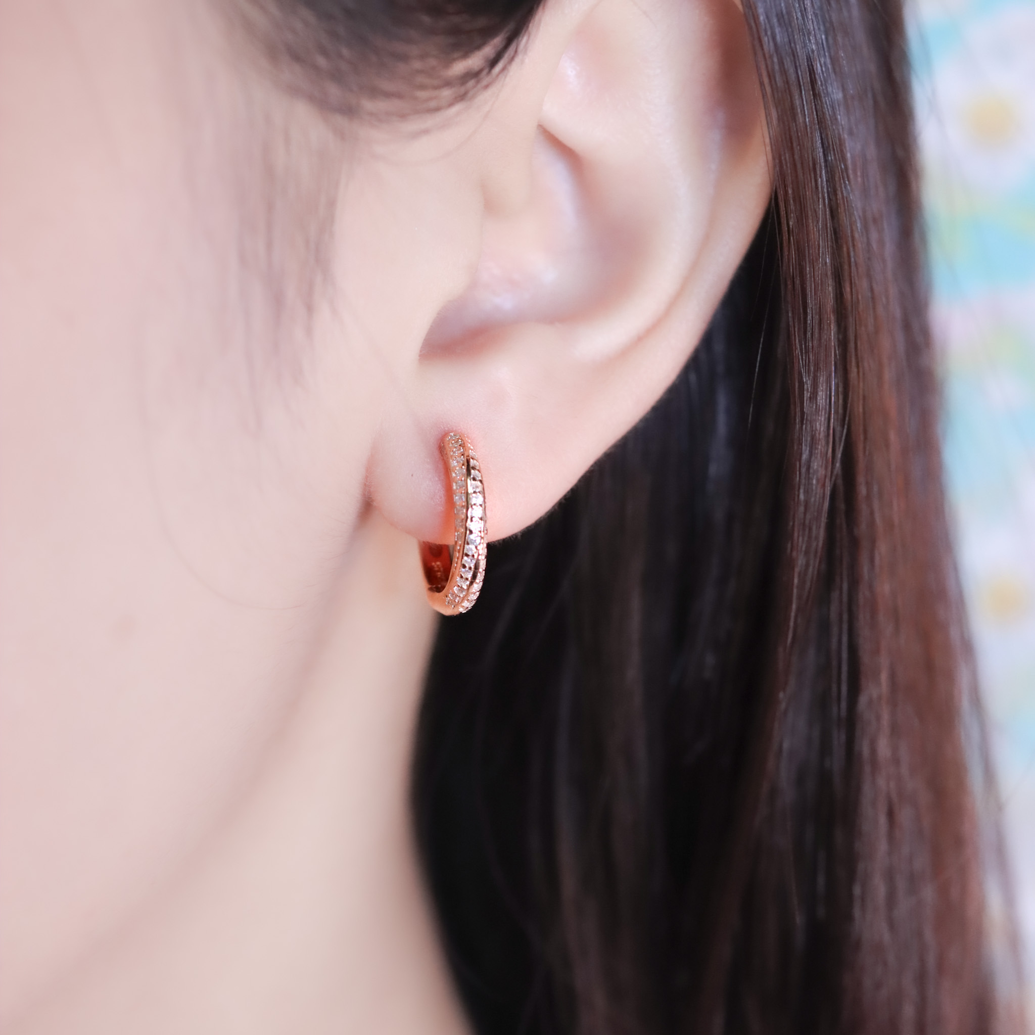 | 925純銀・厚鍍玫瑰金 | 身後是閃耀耳環 | EA1041 |