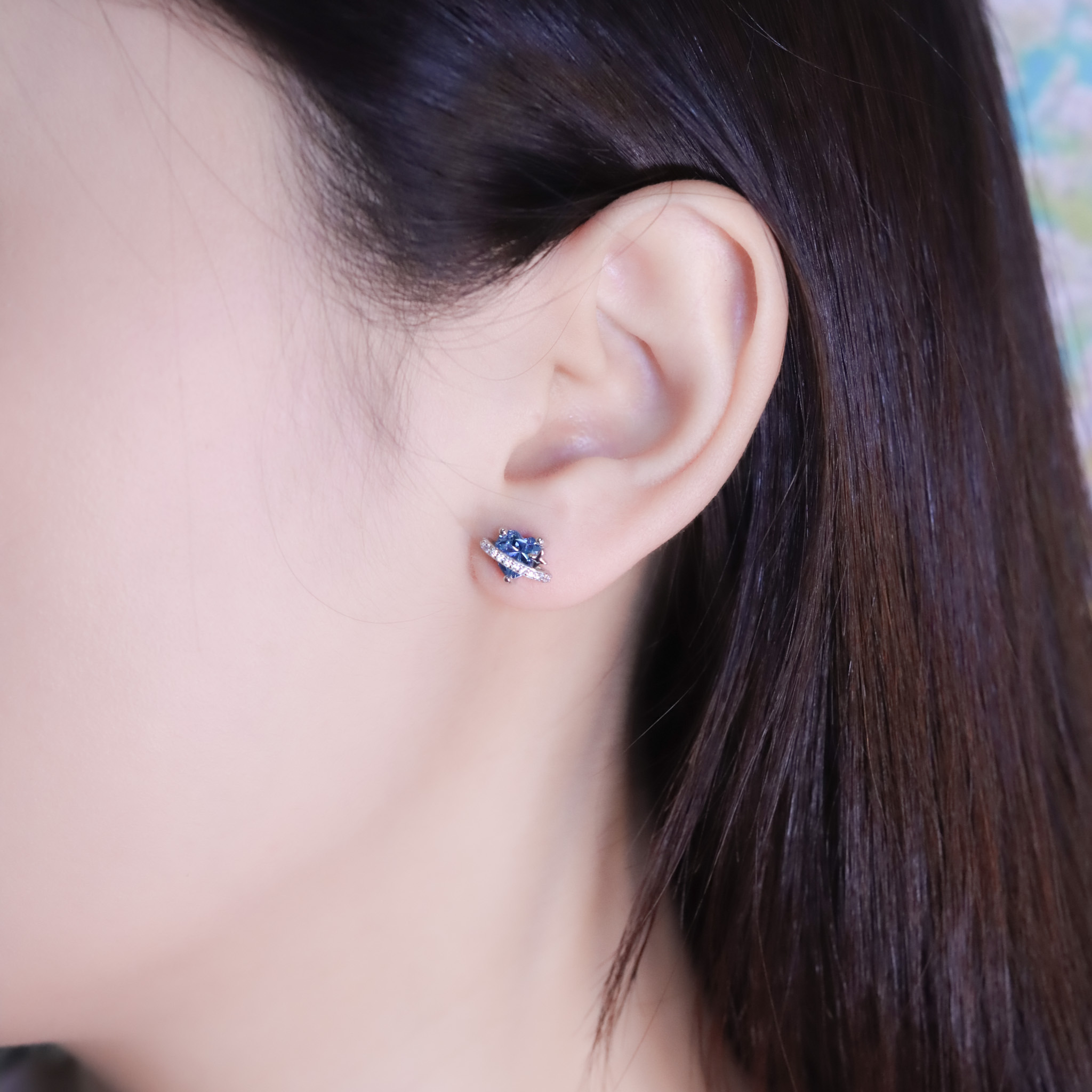 | 925純銀 | 漫藍愛意環繞耳環 | EA1038 |