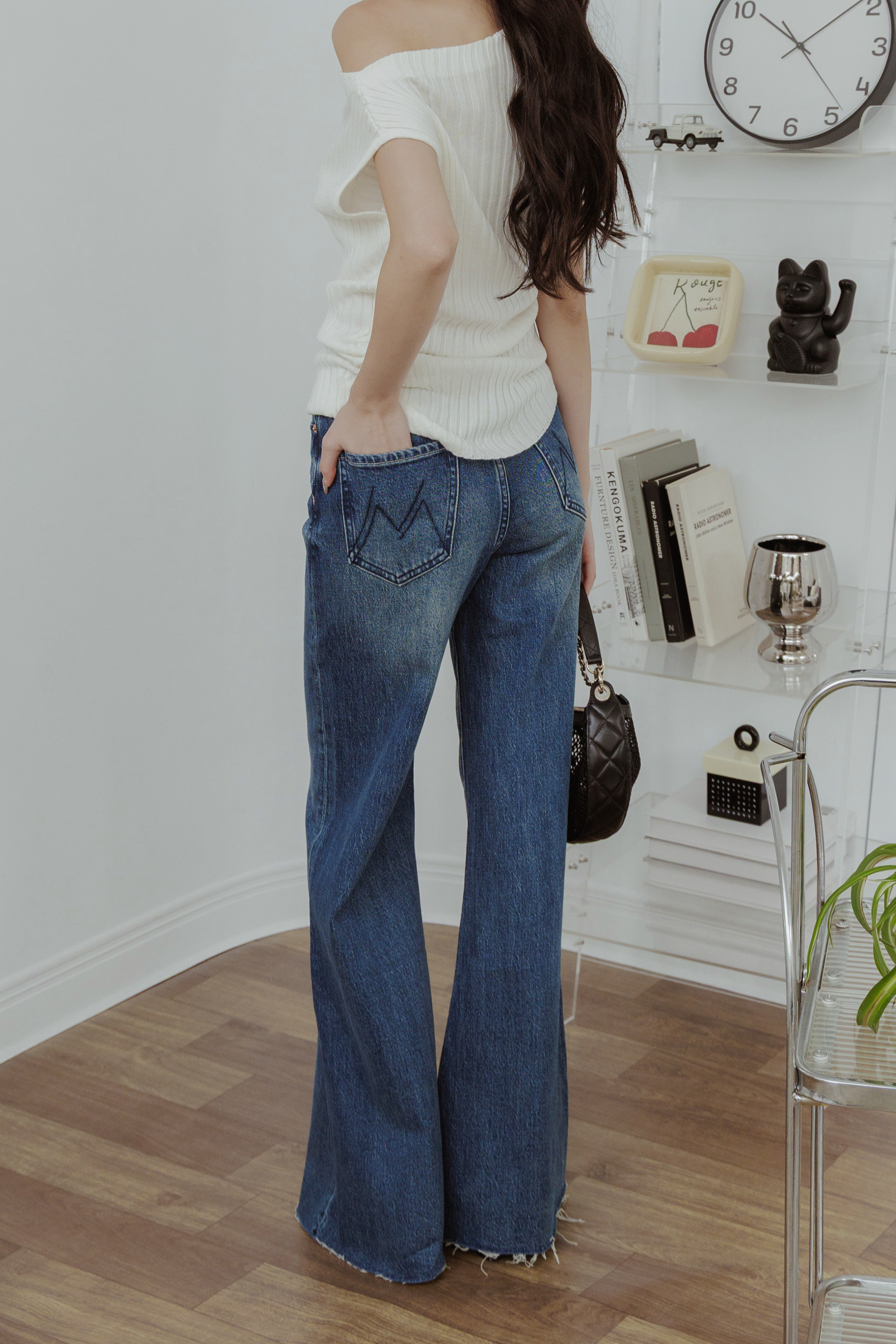 （現貨）下擺不修邊牛仔寬褲 L39