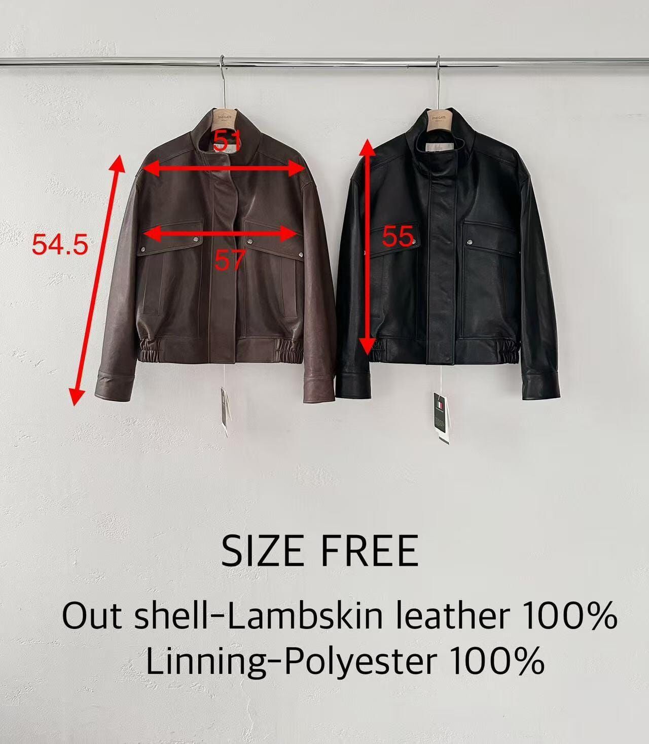 SG5001 復古100%小羊皮雙口袋外套