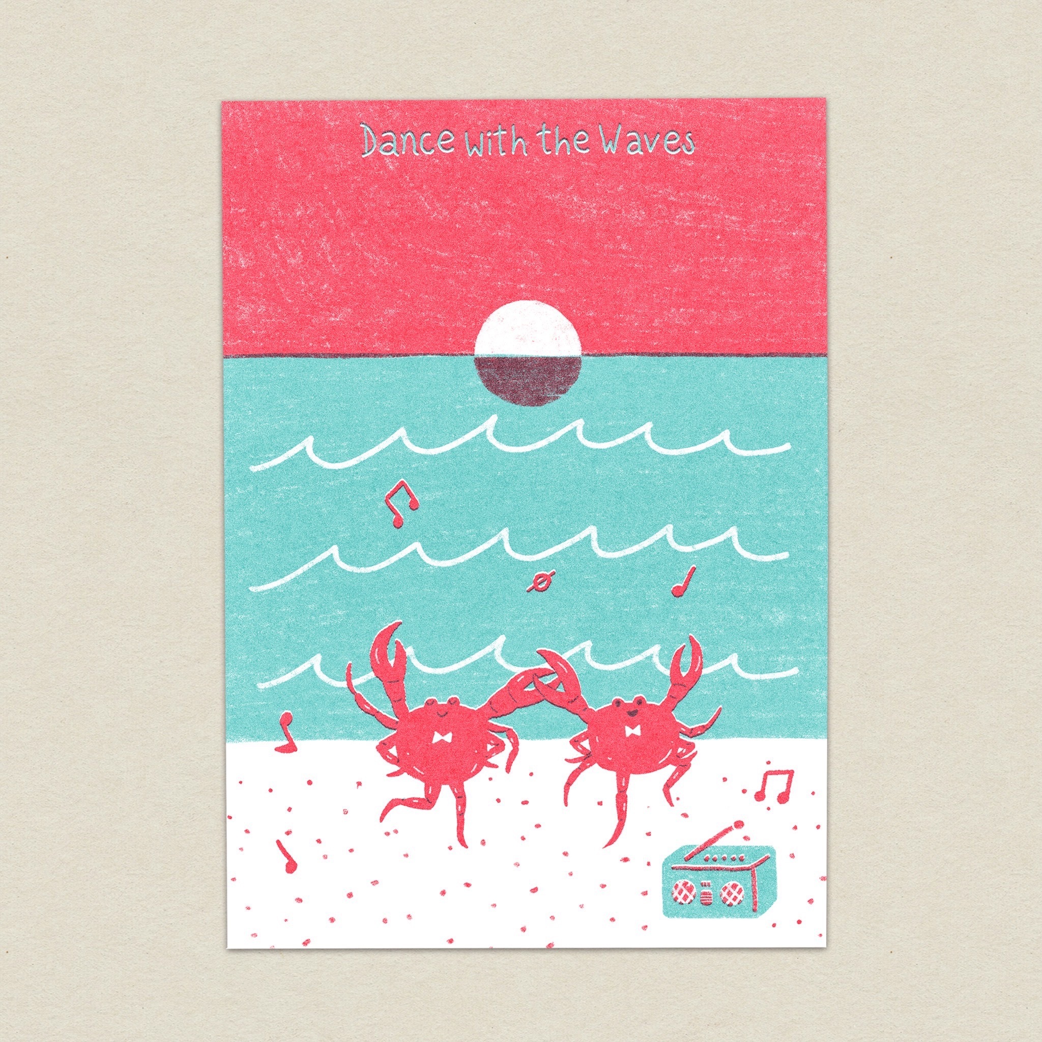 與浪共舞/Dance with the waves/孔版印刷明信片