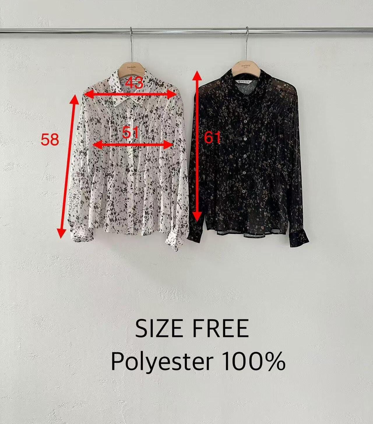 SG5005 水墨畫翻領排扣雪紡上衣