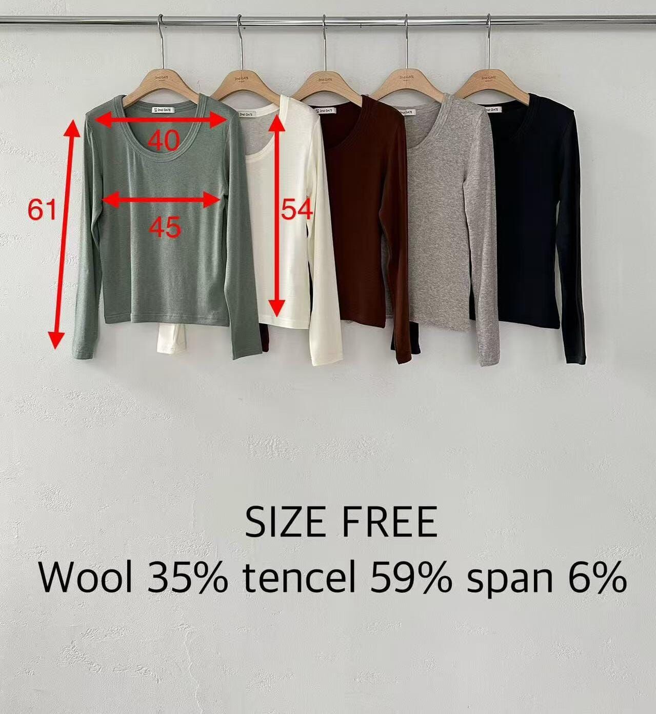 SG5009 羊毛天絲U領長袖上衣