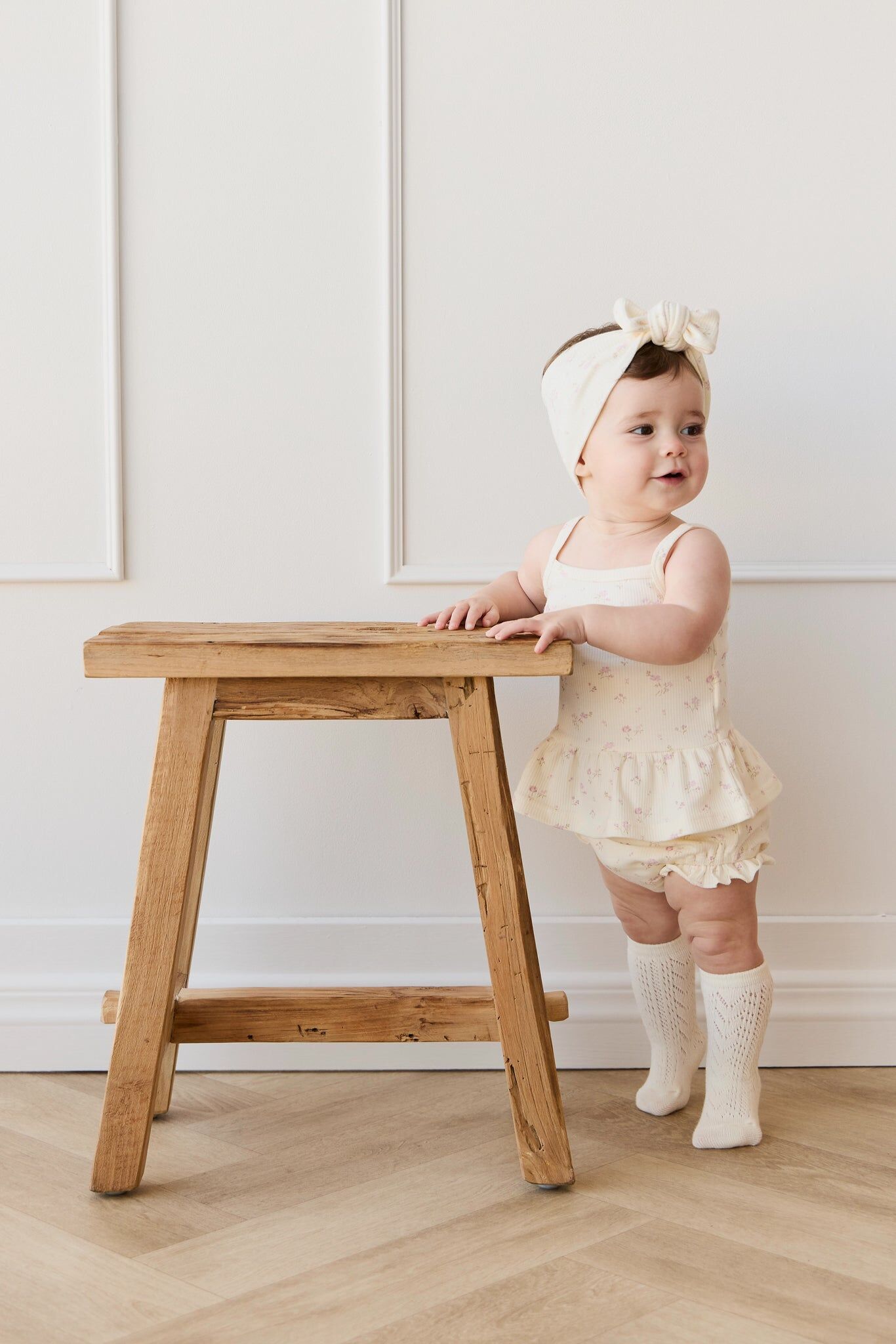 【預購】JAMIE KAY - Organic Cotton Fine Rib Frill Bloomer（Caroline Egret）