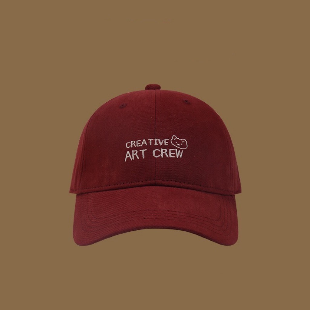 『紅』刺繡ART CREW小熊麂皮棒球帽