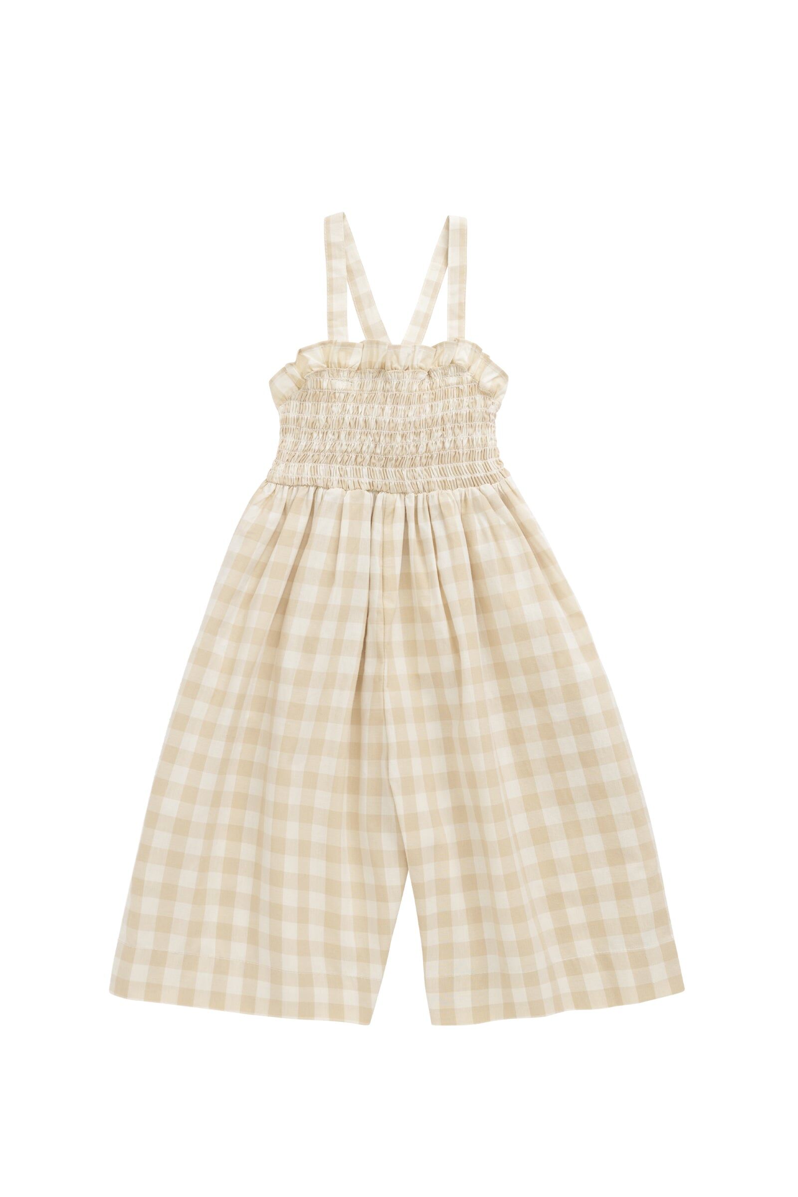 【預購】JAMIE KAY - Organic Cotton Arabella Jumpsuit（Gingham Pale Khaki）