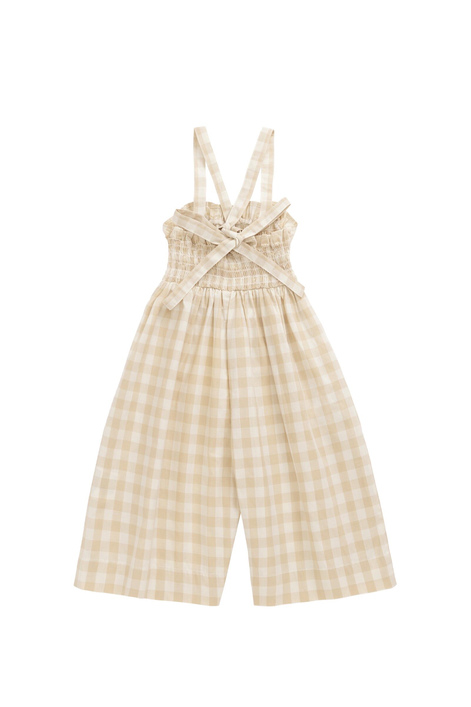 【預購】JAMIE KAY - Organic Cotton Arabella Jumpsuit（Gingham Pale Khaki）
