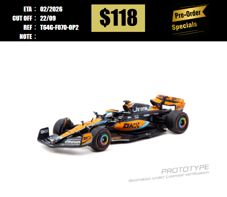 PO-$118 * TARMAC * 1:64 McLaren MCL60 Australian Grand Prix 2023 Oscar Piastri [OD14/09]