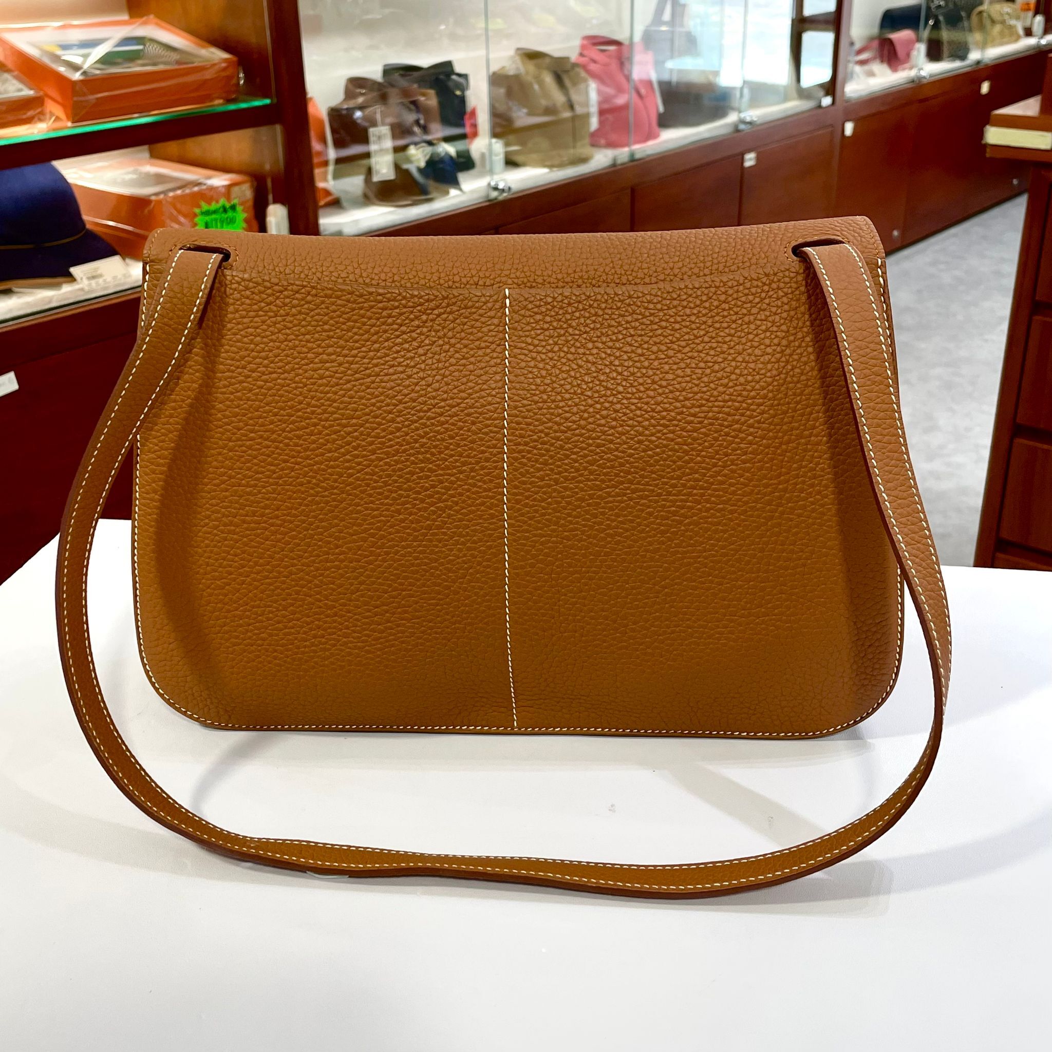 接近全新👍99%NEW👍HERMES HALZAN 31 X STAMP 金棕色銀扣 TC皮 37 GOLD PHW #香榭站正品