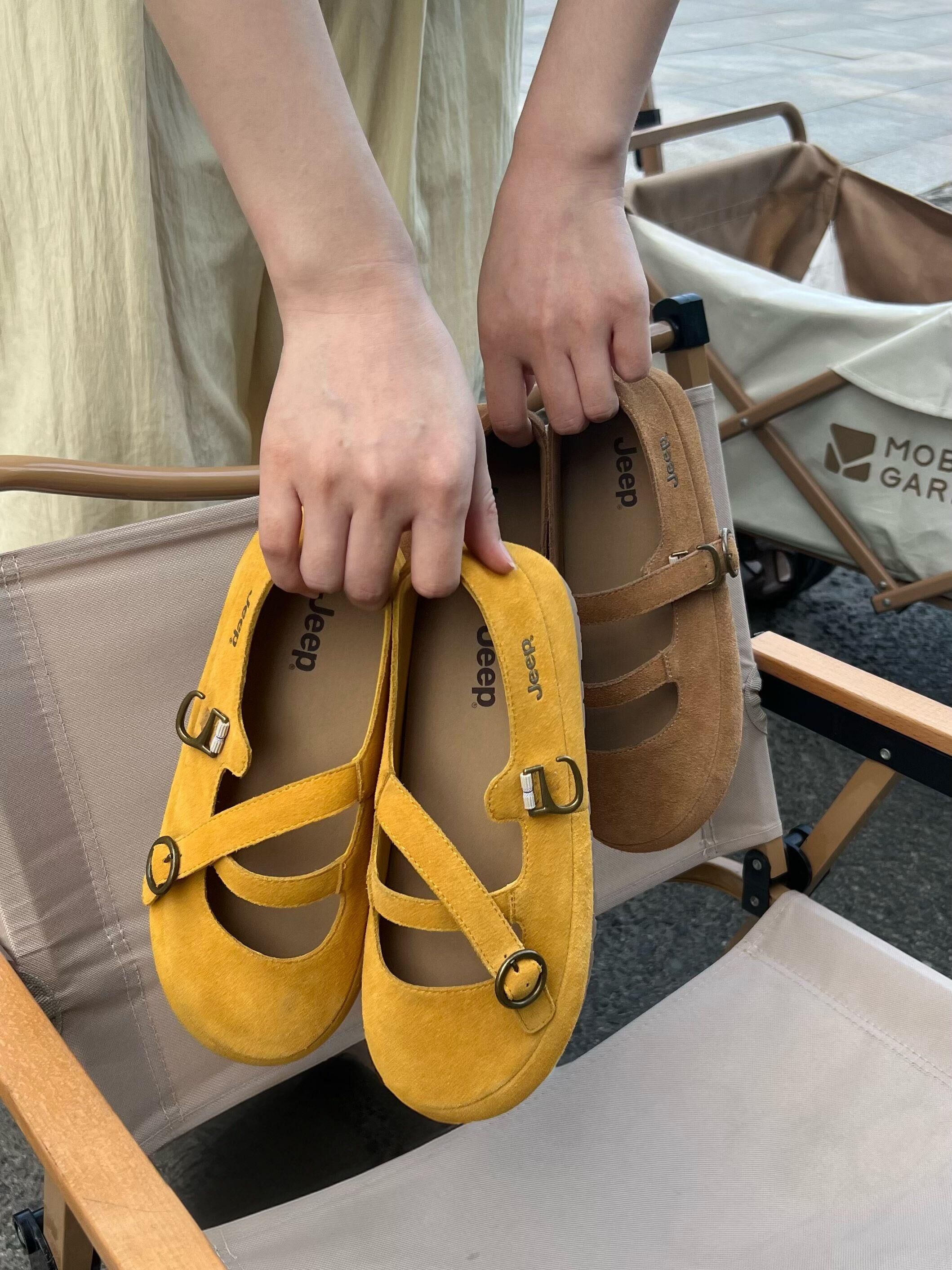 代購-Jeep吉普 芭雷舞鞋 女款 咖/黃