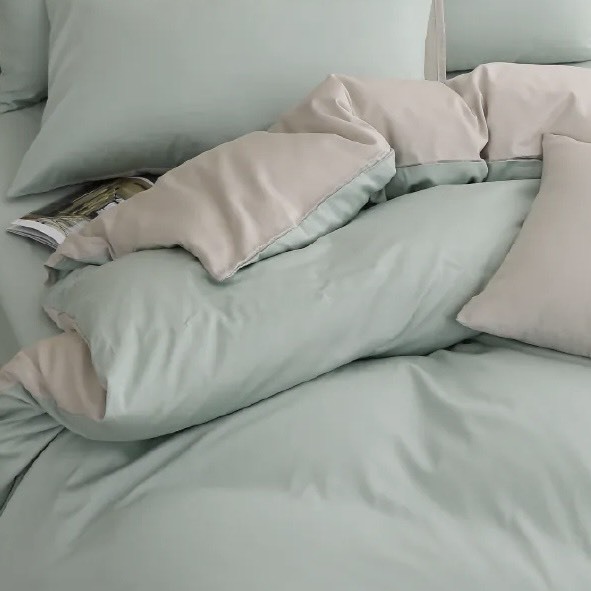 300織長絨棉兩用被 | 櫻草綠 x 淺米灰