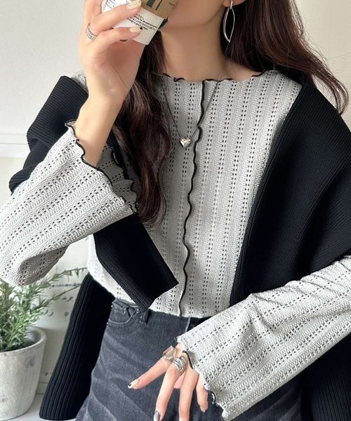 日本🇯🇵連線 Classical Elf 鏤空針織喇叭袖上衣 鏤空 針織 喇叭袖 休閒 長袖 打底 內搭 5色 (任買兩件711免運)/預購