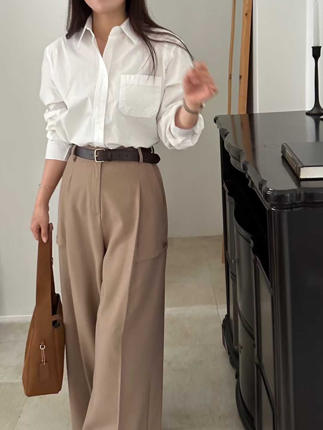 SG5008 天絲褲脚雙鈕扣休閑褲