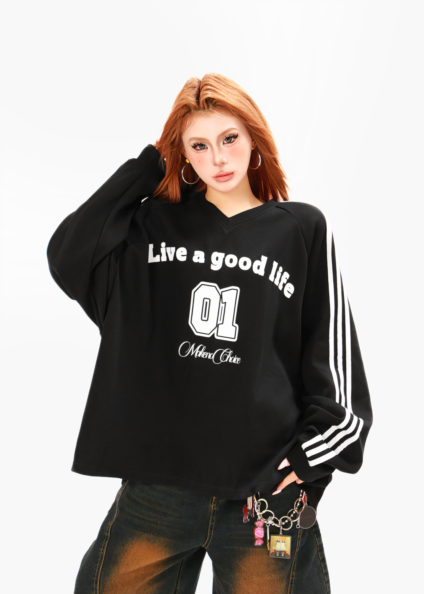 SIMPLEACTION 美式復古V領01長袖上衣