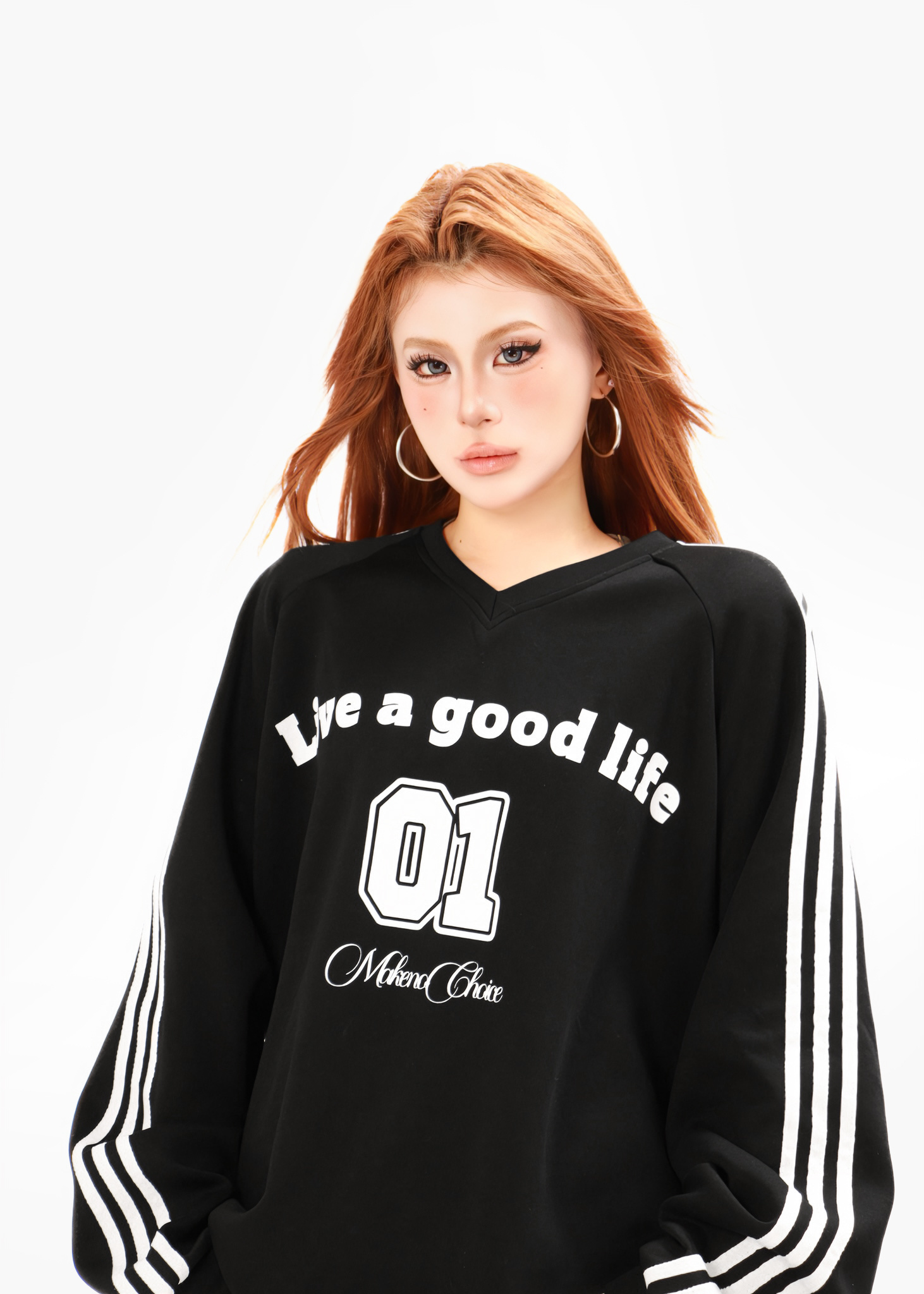 SIMPLEACTION 美式復古V領01長袖上衣