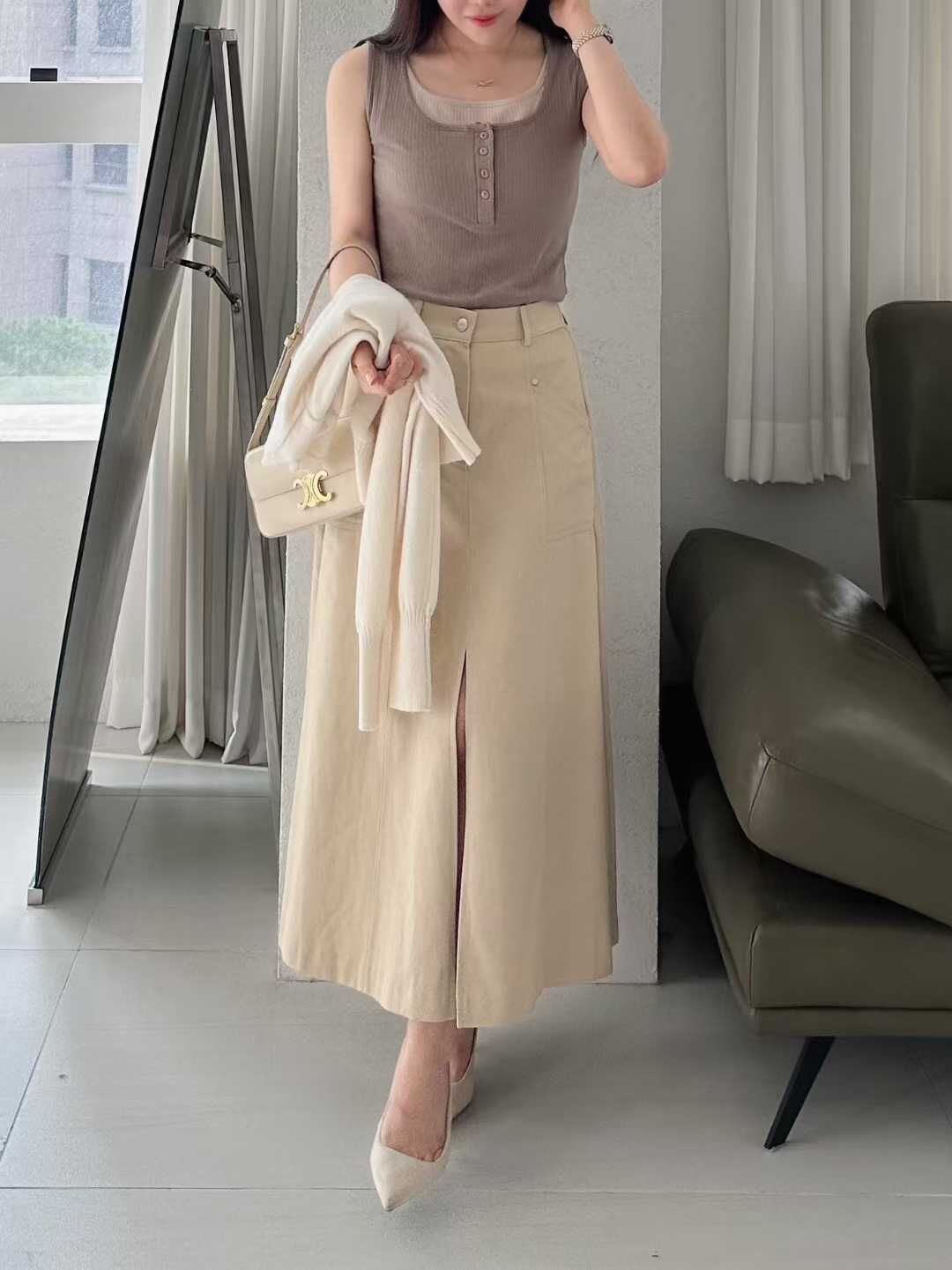 SG5004 假兩件U領拼色背心