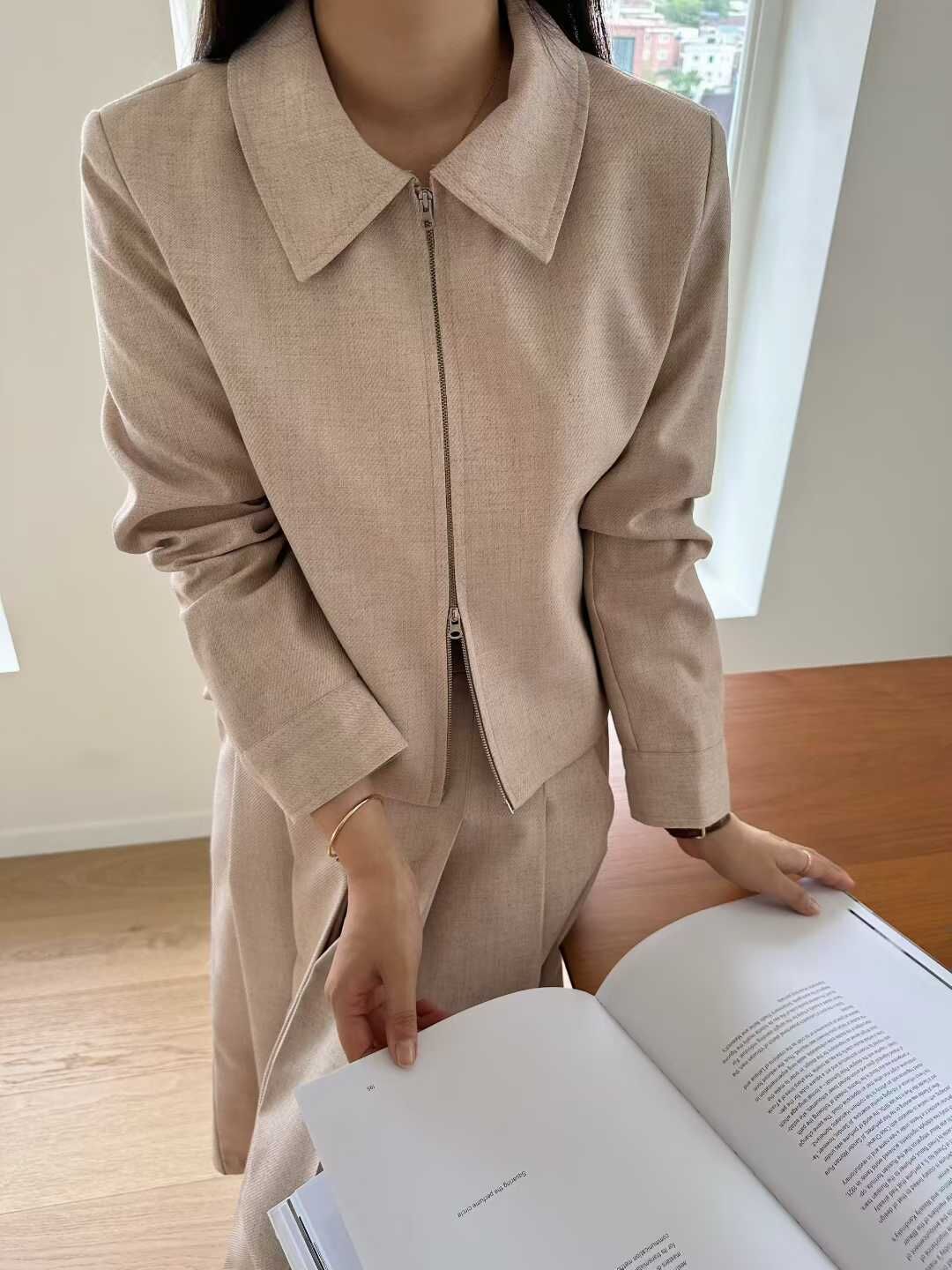 SG5030 天絲小翻領拉鏈短版外套