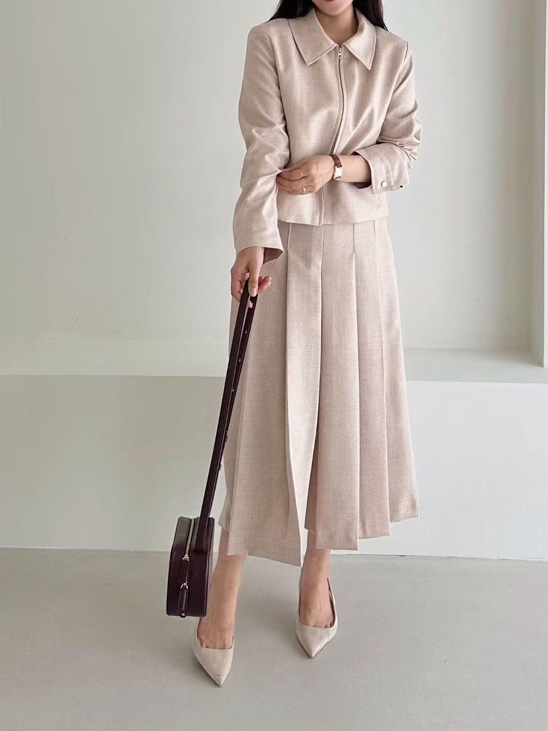 SG5031 優雅高腰壓褶百褶半身裙